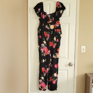 Old Navy Fit & Flare Floral Flutter Sleeve Wide Leg Jumpsuit - Size XL
